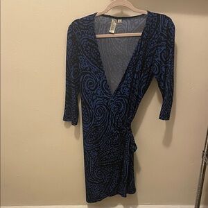 Emma & Michele Blue and Black wrap dress
